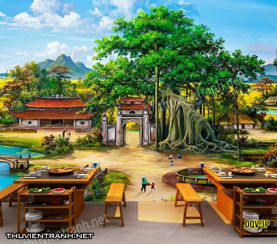 Tranh dán tường Đổng quê, Quê hương, Làng Quê Việt - -DQV-3P - Kết quả tìm kiếm tranh tường